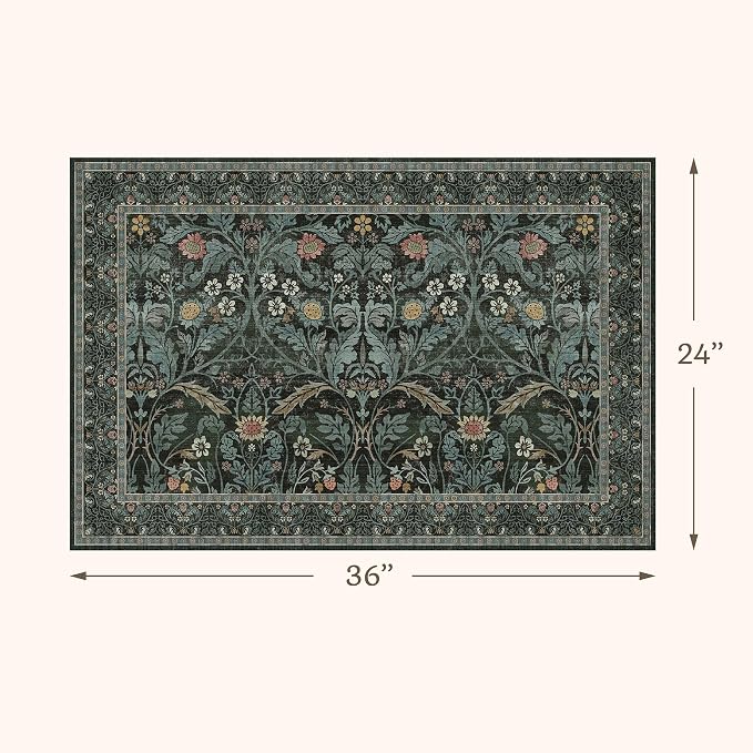 Washable Entry Rug 2x3 Non Slip, Vintage Small Throw Rugs - Image 2