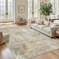 Soalmost Abstract Rug 5x7 Machine Washable Area Indoor Orange Low Pile Non-Slip by Soalmost