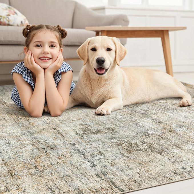 Soalmost 9x12 Area Rugs for Living Room, Non-Slip Machine Washable Vintage Rugs - Image 8