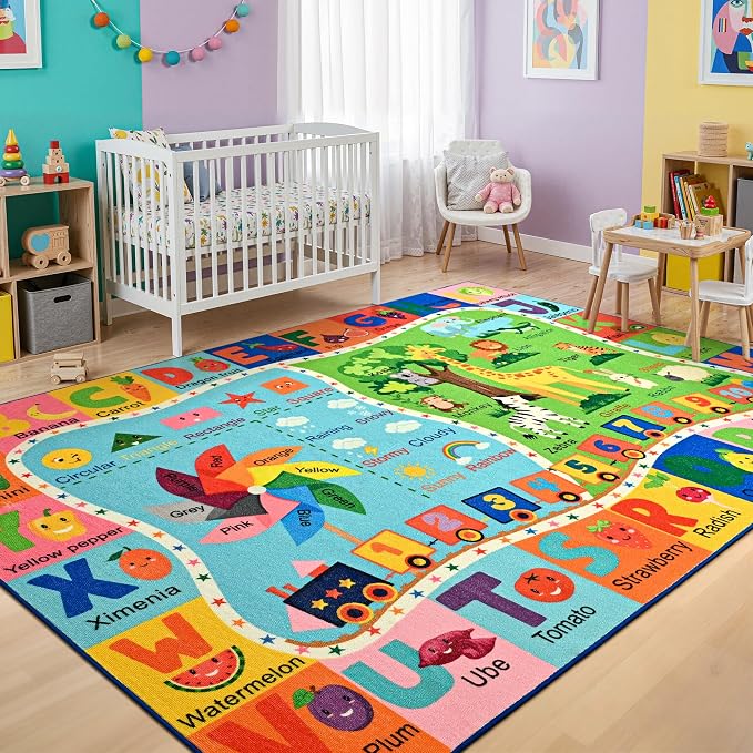 Maxsoft Kids Rug for Playroom, Educational 4x6 Play Mat for Classroom, Washable - Image 3
