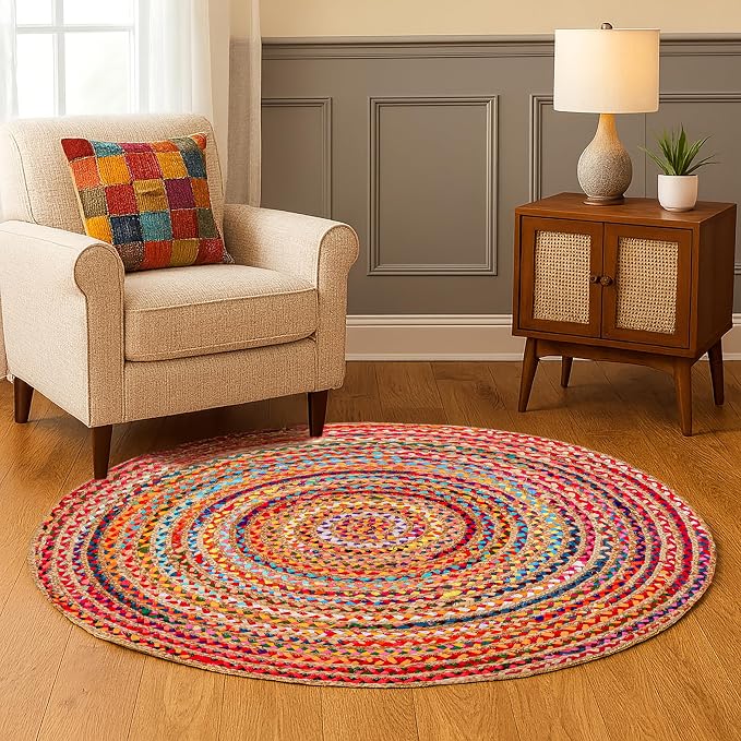 Hausattire Bohemian Braided Rug 4' Round by Hausattire
