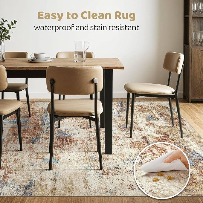 5x8 Area Rug Washable Rug: Large Abstract Modern Soft Stain Resistant Indoor - Image 6