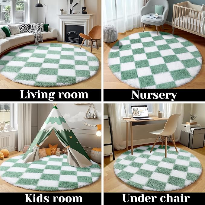 KICMOR Round Rug 4ft for Bedroom, Fluffy Soft Circle Area Rug Cute Small Living - Image 5