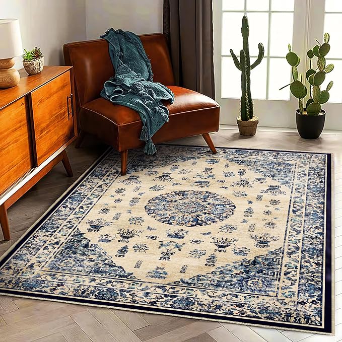 CHAMPLANT Washable Area Rug 4'x6' Traditional Floor Cover Foldable Thin Rugs by CHAMPLANT