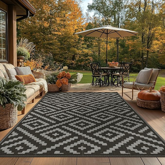 GENIMO Outdoor Rugs 8'x10' Waterproof, Reversible Mats, Area Plastic Straw Rug - Image 8