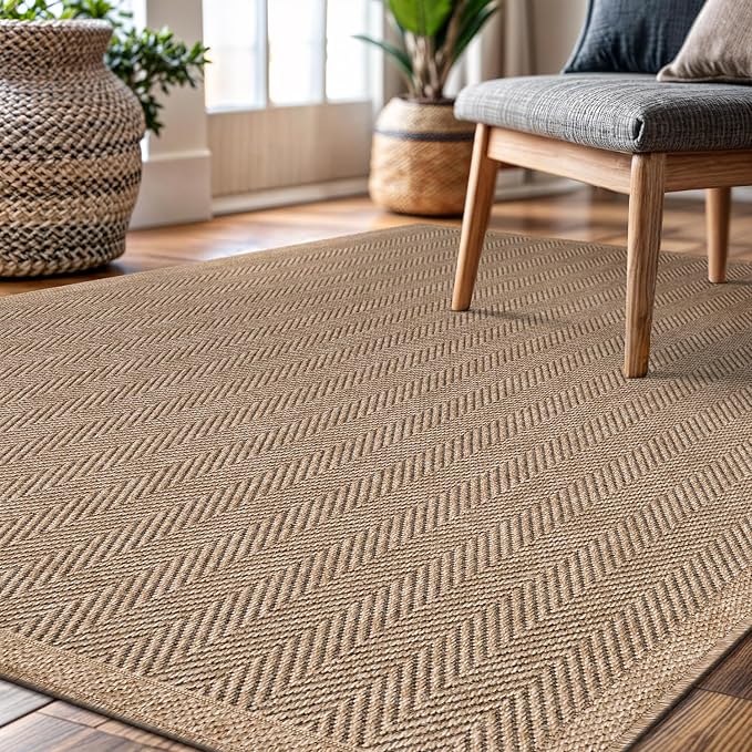 CAMILSON Easy Jute Rug 9x12, Indoor Outdoor Natural Color Fiber Area Rugs - Image 6