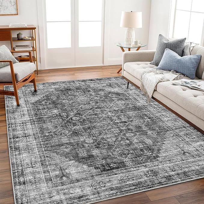 CHAMPLANT Washable Area Rug 3'x5' Vintage Traditional Floor Cover Foldable Thin by CHAMPLANT