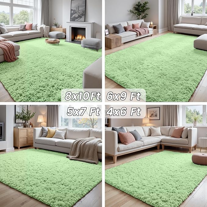 6x9 Area Rugs for Living Room Rug: Soft Fluffy Shag Mint Green Rugs for Bedroom - Image 7