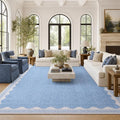 GarveeHome Scalloped 8x10 Rug for Living Room Washable Non-Slip Solid Blue by GarveeHome