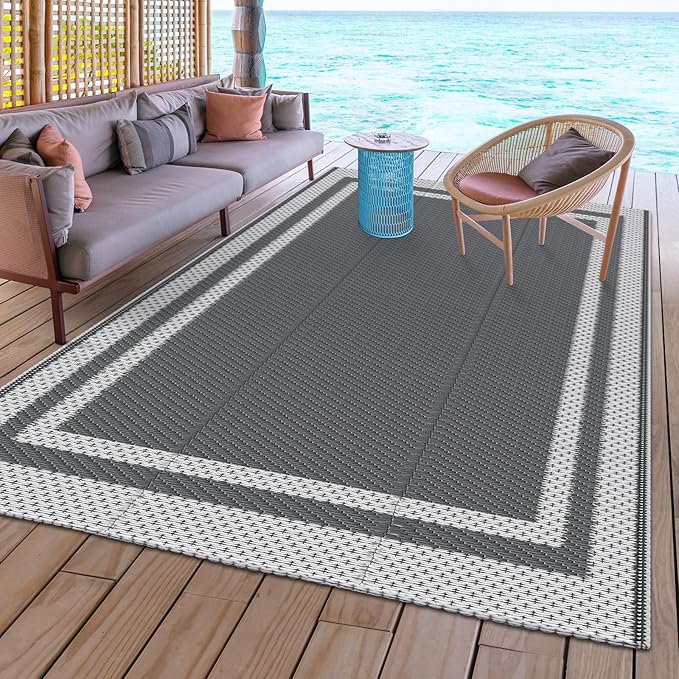 HappyTrends, Outdoor Rug, Patio Rug, Reversible Portable Outdoor Plastic Straw - Image 7