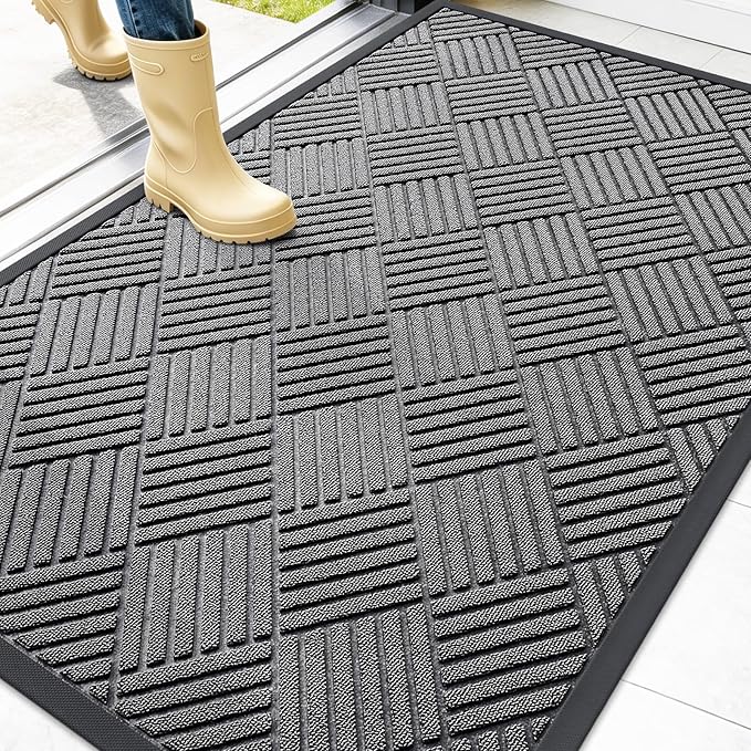 OLANLY Front Door Mat Outside Entrance 47x32, Heavy Duty Sturdy Natural Rubber by OLANLY