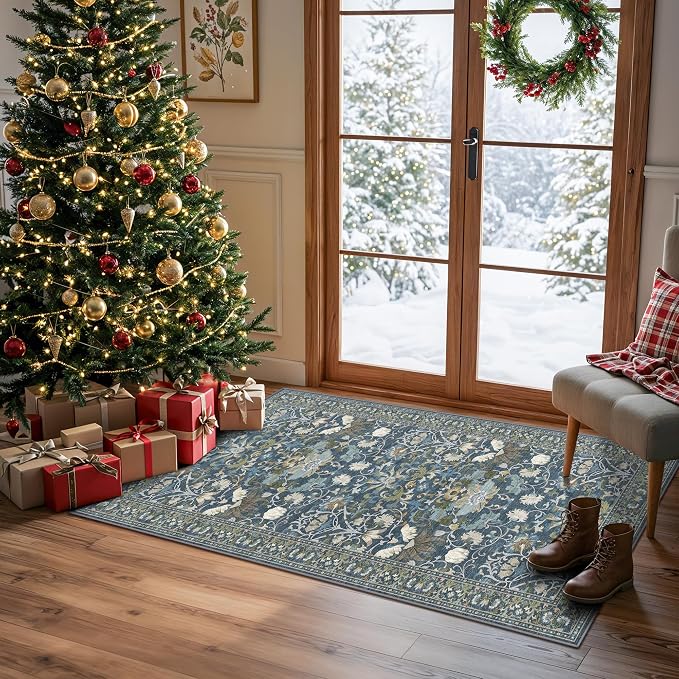 Washable 2x4 Entryway Area Rugs: Anti-Slip Thin Kitchen Carpet Indoor by HYHAOYUNLAI
