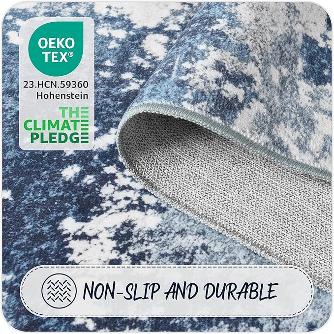 Entryway Rug 3x5 Blue Door Mat Indoor Entrance 36x60, Washable Small Throw Rugs - Image 4