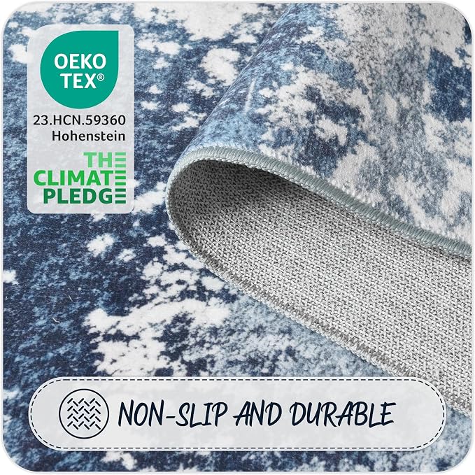 Blue Washable Rug 6x9 Area Rugs - Image 7