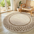 6ft Washable Round Rug for Entryway Modern Checkered Bedroom Circle Rug Non by GarveeHome