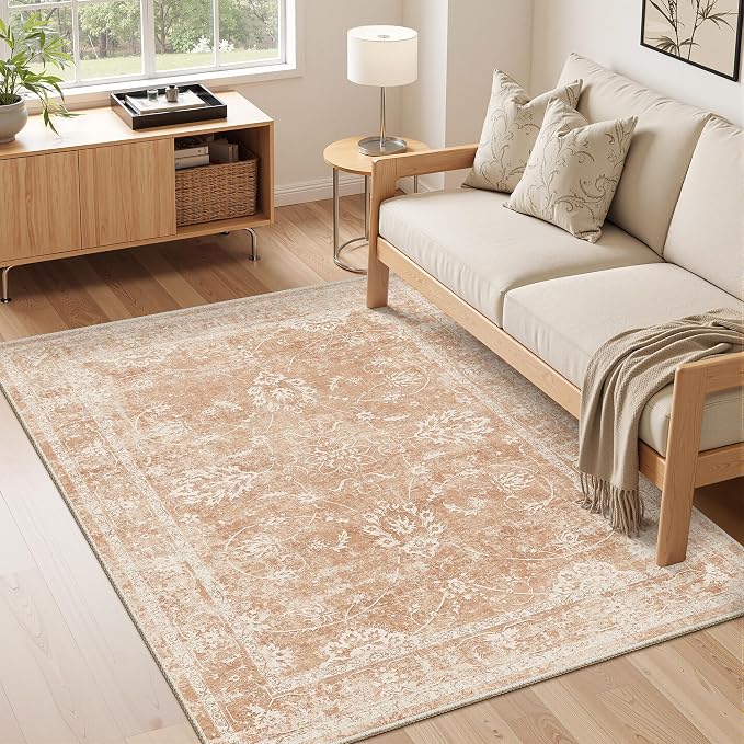 Madane Washable Area Rug 4x6, Low Pile Stain Resistant Vintage Area Rugs - Image 2