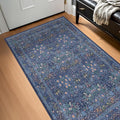 Vintage Dark Blue 3x4 Entryway Rug, Washable Small Area Rugs by HazoHaus