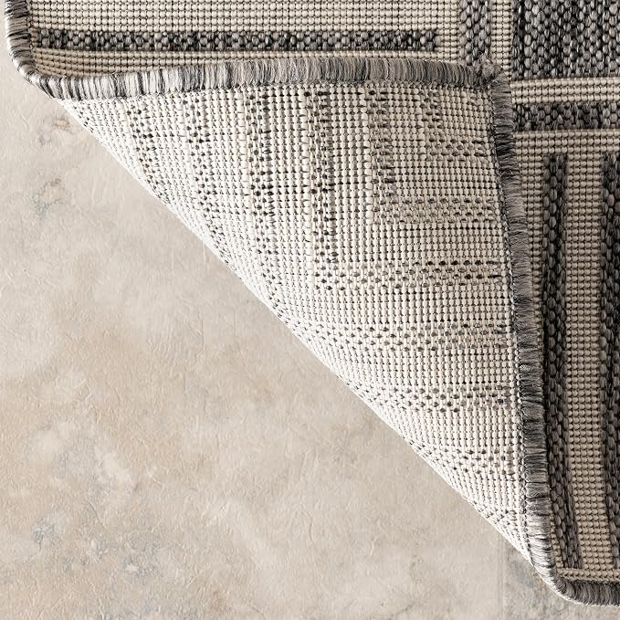Nuloom Asha Grey/Ivory, Striped Border, Soft and Cozy, High Traffic, Easy Clean - Image 5