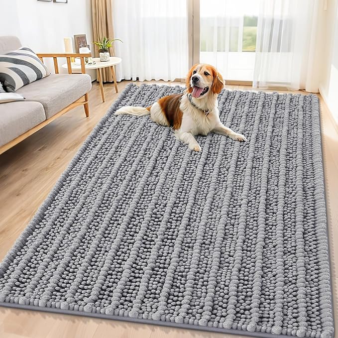 Smiry Dog Door Mat for Muddy Paws 71x46, Absorbent Dirt Trapper, Non-Slip by Smiry