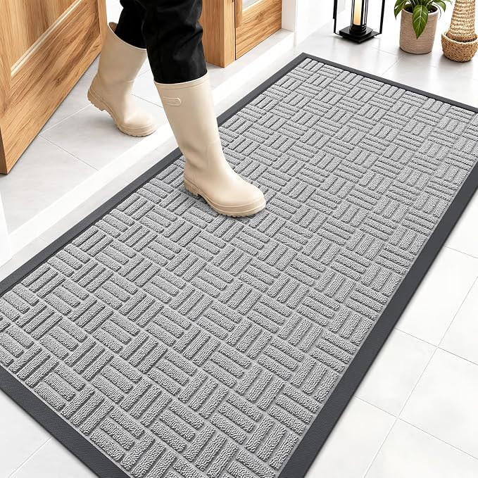 OLANLY Front Door Mat Outside Entrance 47x23, Heavy Duty Sturdy Natural Rubber by OLANLY