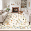 Soalmost Dog 9x12 Area Rugs for Living Room, Machine Washable Animal Floral by Soalmost