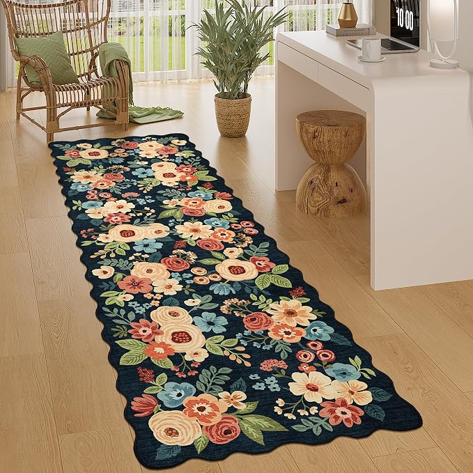 DUKINO 2.6x8 Runner Rug for Hallway, Washable Kitchen Rug by DUKINO