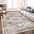 CHAMPLANT Area Rug 6'x9' Deep Khaki Washable Vintage Traditional Floor Cover by CHAMPLANT