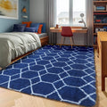 ONASAR Area Rugs for Bedroom Living Room, 4x6 Fluffy Navy Blue and White Throw by ONASAR