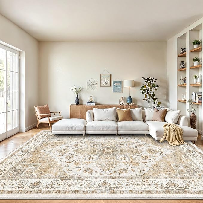 AMADA HOMEFURNISHING 9x12 Area Rugs, Low-Profile Large Washable Area Rug by AMADAHOMEFURNISHING