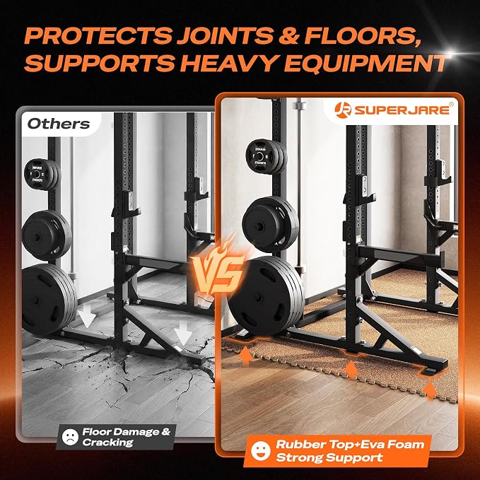 SUPERJARE 0.56'' Thick 24 Pcs 96 Sq Ft Rubber Top Exercise Equipment Mats - Image 4