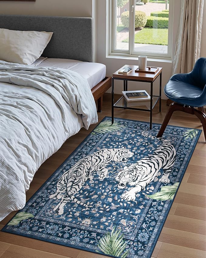 Moynesa Tiger Machine Washable Rug, 3x5 Entry Area Rug Non Slip Vintage Soft Rug - Image 8