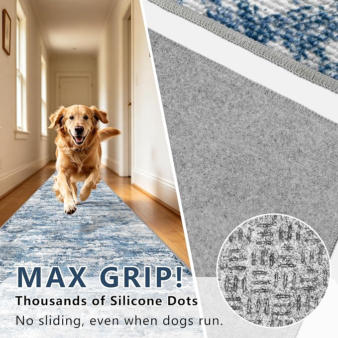 Runners for Hallways Ultra Non-Slip 2x10 Long Runner Rugs Washable Abstract - Image 4