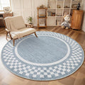 4ft Washable Round Rug for Entryway Modern Checkered Bedroom Circle Rug Non by GarveeHome