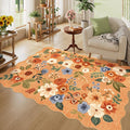 DUKINO 4x6 Area Rug, Floral Non-Slip Indoor Washable Rug by DUKINO