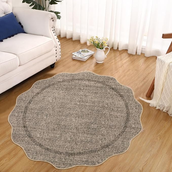 GarveeHome Scalloped Round Area Rugs, Washable Small Round Rug 3ft Non-Slip - Image 9