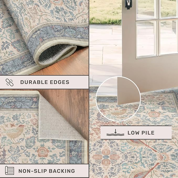 Hazo Haus Soft Red Blue 2x10 Long Hallway Runner Rug, Boho Farmhouse Rug - Image 5