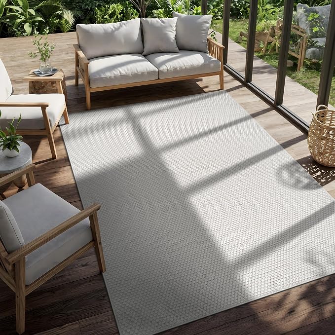 CAMILSON Easy Jute Rug 10x14 Indoor Outdoor Off-White Farmhouse Area Rugs - Image 9