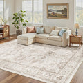 Madane Washable 7x9 Area Rugs for Living Room, Vintage Natural Rug by Madane