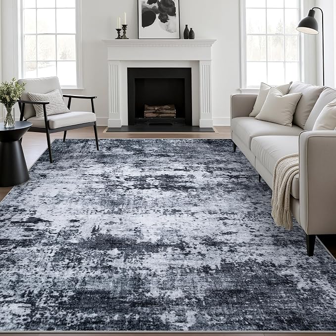 8x10 Area Rug Living Room Rug: Washable Modern Abstract Soft Thin Rug Indoor by FXRHLP