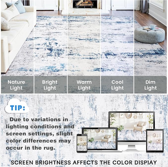 Area Rugs 6x9 Living Room: Large Modern Abstract Washable Rug Soft Anti-Skid - Image 9