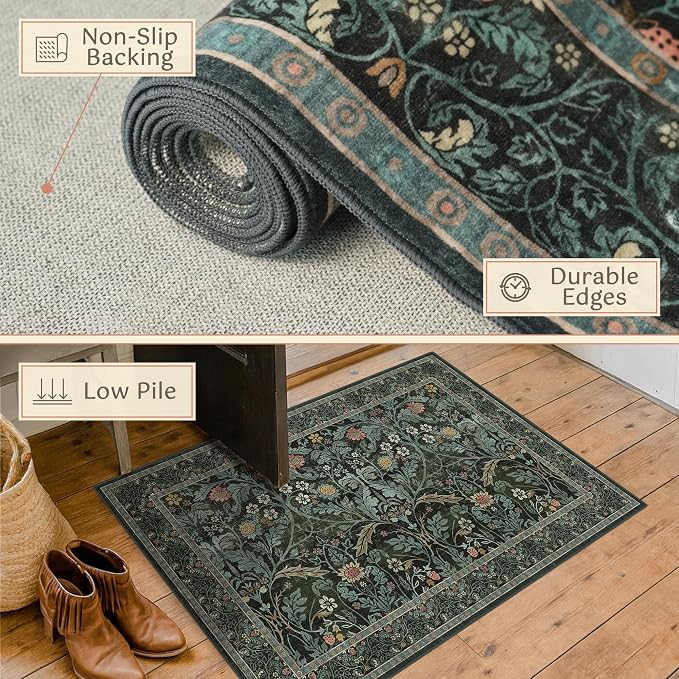 Dark Green 2'6"x12' Long Runner Rugs - Image 5