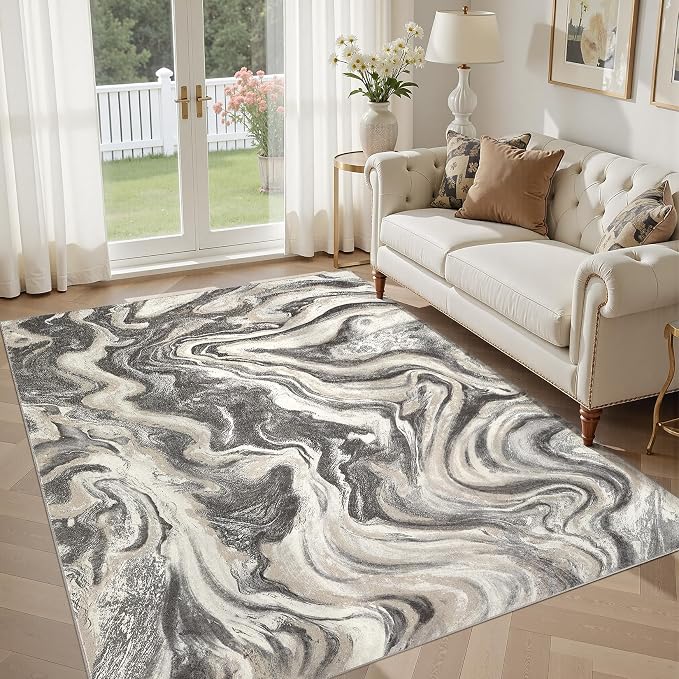 DMOYEST 5x7 Washable Area Rug for Living Room, Non Slip Abstract Rugs, Modern by DMOYEST