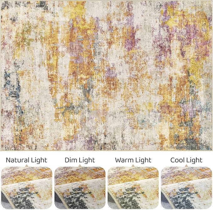 12x18 Area Rugs Living Room: Washable Large Abstract Modern Soft Stain - Image 9