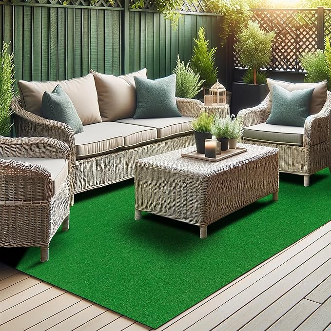 Ottomanson Artificial Grass Rug Lite 3'11" x 6'7", Fake Grass Carpet by Ottomanson