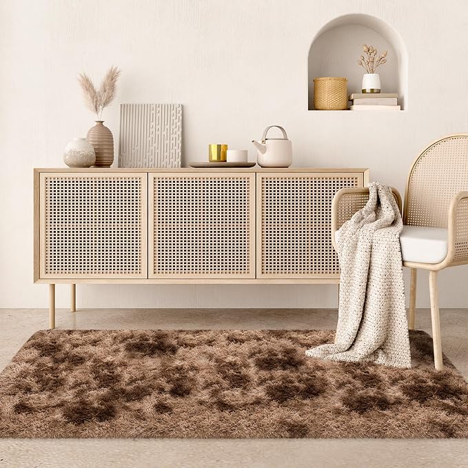 2x6 ft Soft Brown Runner Rugs for Bedroom Living Room Plush Fluffy Rug Shag Rug - Image 4