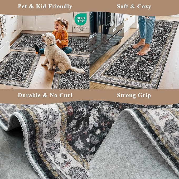 2x10 Hallway Runner Rug Non Slip Washable – Boho Floral Long Floor Carpet Runner - Image 5