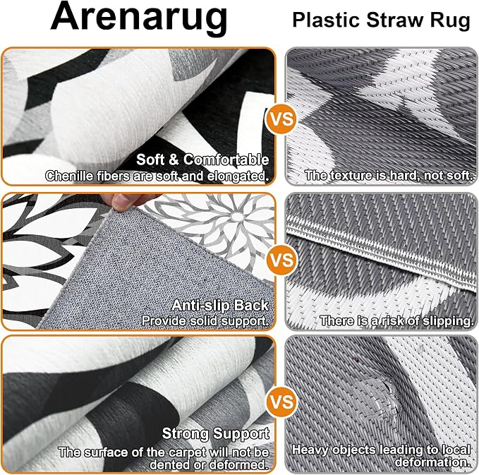6x9 Outdoor Area Rug Washable Multicolored Patio Rug Tropical Botanical Floral - Image 5