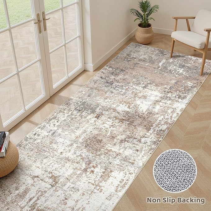 Runner Rug Kitchen Washable Rugs: 2x5 Non-Slip Abstract Soft Modern Stain - Image 3