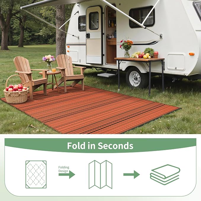GENIMO Outdoor Rug for Patio Clearance, Reversible Plastic Camping Rugs - Image 7