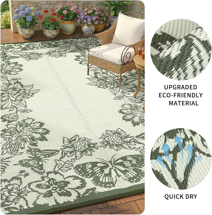Garvee Outdoor Rugs 9' x 12’ Waterproof Reversible Mats, Large Area Plastic - Image 6